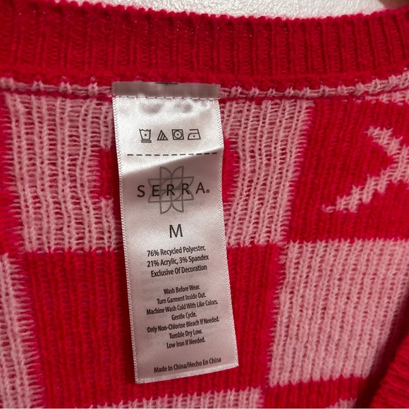 Serra Red and Pink Heart XO V-Neck Cardigan - Picture 3 of 6